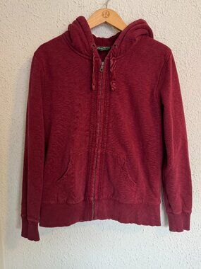 Red Eddie Bauer Fleece Zip-Up Hoodie